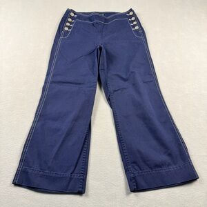 Lauren by Ralph Lauren Pants Womens Size 12 Blue Button Wide Leg Nautical Sailor